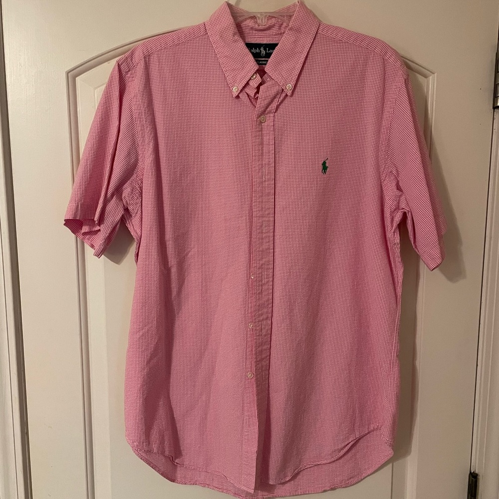 Ralph Lauren Seersucker Short Sleeve Button Down (L)